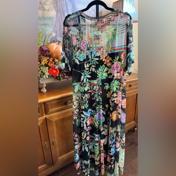 Johnny Was Black Floral Midi Dress - Picture 9 of 12